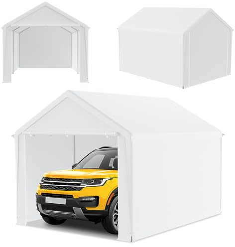 ACXIN Lagerzelt Carport Zeltgarage Garagenzelt, robuster Unterstand & Weidezelt mit PE Plane, UV-beständig wasserdicht Dachverstärkung & Bodenrahmen für Auto LKW SUV (Weiß, 3m x 4m)