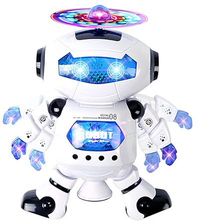 Robot Giocattolo Luci e Suoni Balla Suona e Si Illumina Robot Ballerino Robott che Cammina con Luci Suoni e Musica Robottino Giocattolo con Movimento Twist Dancing Piroetta Gira 360° Musicale