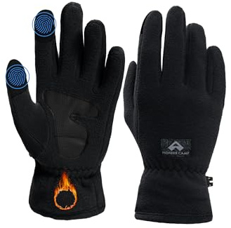 Pioneer Camp Gants de vélo thermiques pour hiver pour homme et femme, écran tactile, antidérapants, réglables - pour plein air, ski, randonnée, escalade, loisirs, Noir , S