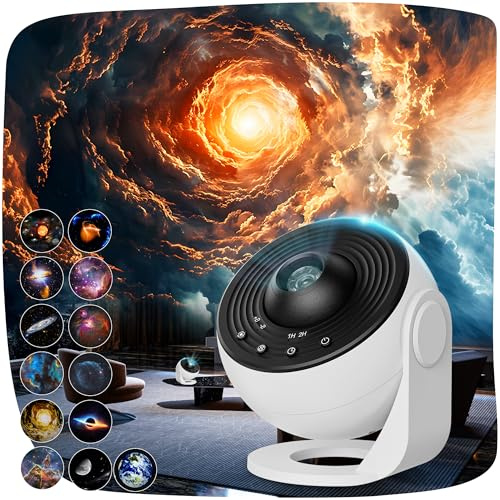 ACICILI Projektor Ciel Etoile Pro Planetarium Projektor Galaxie stjärnprojektor med 13 skivor av film, 360° roterande projektion, timer, nattlampa för barn, vuxna, julklappar