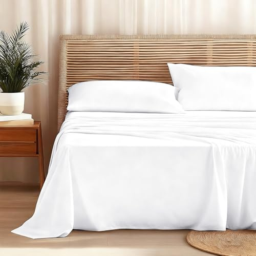Homebliss Juego de Sabanas 120x190 - Sábanas de Microfibra Suave y Transpirable - Juego Sábanas 3 Piezas - sabanas bajeras 120x190/200, Encimera 180x240, Funda de Almohada 50x80 CM - Blanco