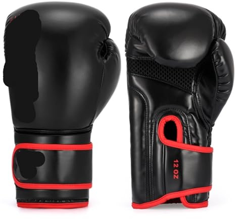 Guanto da boxe Guantoni da boxe professionali for adulti, sacchi di sabbia for allenamento Muay Thai, combattimento libero for uomini e donne(Black-red,10oz)