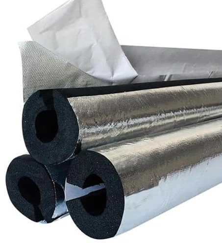 Aislamiento De Tuberías Exterior,Tubo Espuma Aislante Tubo Aire Acondicionado Flexible ID16-108MM Coquilla Aislante De Papel De Aluminio Autoadhesivo Exteriores, Interiores(43mm x 40mm x95cm)