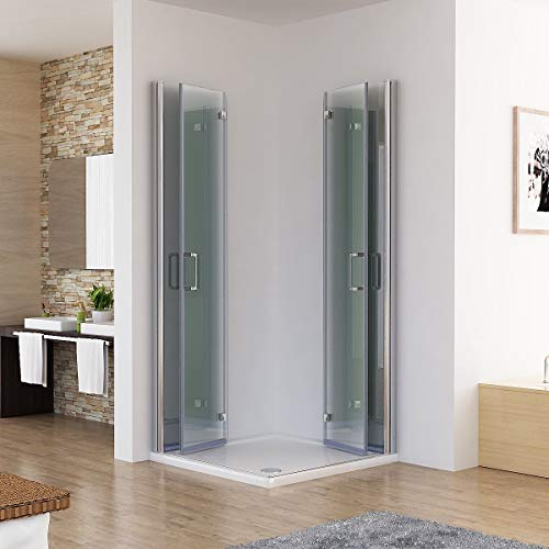MIQU Duschkabine 90x80x185cm Eckeinstieg Dusche Falttür 180º Duschwand Duschabtrennung 6mm Nano Glas DBP
