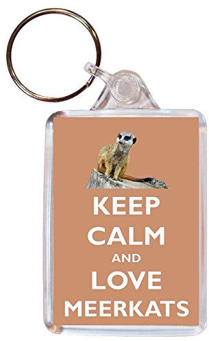 Baked Bean Store Keep Calm and Love Meerkats - Double Sided Large Keyring Key Ring Fob Chain Name Tag