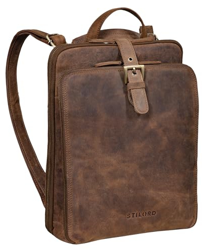 STILORD 'Vienna' Rucksack Tasche aus Leder - Praktisches 3-in-1 Konzept als Rucksack Handtasche Umhängetasche - Großer Daypack aus Echtem Vintage Leder, Farbe:mittel - braun
