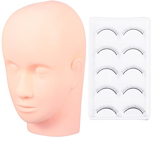 Minkissy Praxis Ausbildung Kopf für Wimpern Extensions Lash Mannequin Kopf Kosmetik Mannequin Puppe Kopf Wimpern Verlängerung Praxis Werkzeug für Make-Up Praxis