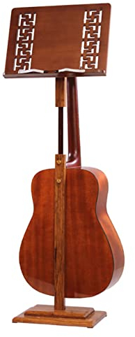 Notenständer LIU Gitarrenaufhänger, Hohlmuster Design Bambus Exlibris, Höhenverstellbar, Orchesterdirigent, Braun