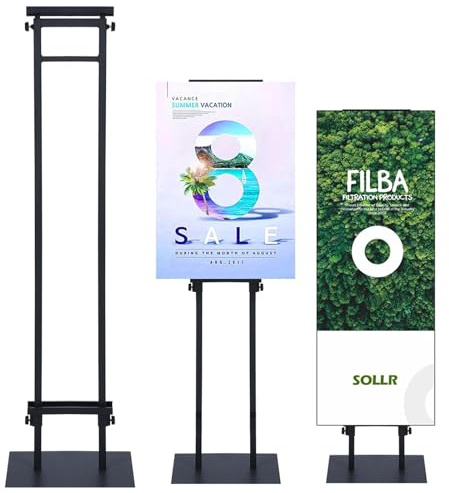 Nisorpa Soporte de póster de doble cara para pósteres de hasta 200 cm de altura, soporte de exhibición de carteles de altura ajustable, tablero KT para bodas, publicidad, exposiciones