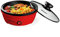 Elite Gourmet EGL-6101 Persönliche Bratpfanne, elektrisch, schnelles Aufheizen, 650 W, antihaftbeschichtet, mit Deckel aus gehärtetem Glas, rot