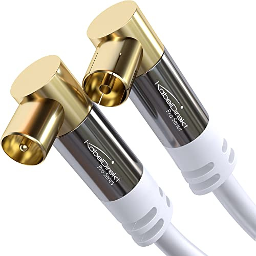 KabelDirekt – 4K Aerial TV Antenna Cable – 15m, white, 2× 90°