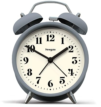 NEWGATE® Theatre alarm clock | Modern classic twin bell alarm clock | French navy | Easy to read numbers | Ideal for bedside, desk or shelf | Retro bedroom & office accessory