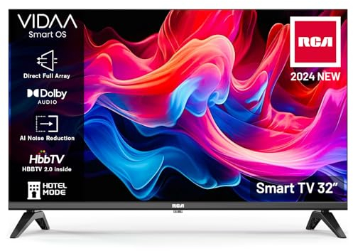 RCA VRS32HQ1 Smart TV 32 Zoll (80cm) HD LED Fernseher mit WLAN, Triple Tuner (DVB-T/T2, DVB-C, DVB-S/S2), App Store, HDMI, USB, CI/CI+, Netflix, YouTube und mehr [RVSmart 2024]