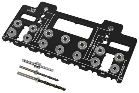 Baoblaze Bohrführungsschablone, Regalstiftvorrichtung, Aluminiumlegierung, Holzbearbeitungswerkzeug, 1/4 Zoll, 5 mm Regalstift-Stanzvorrichtung für, Schwarz