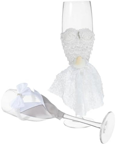 RORPOIR Set Di Flauto Coppia Di Bicchieri Da Sposa Calici Per Addio Al Nubilato Elegante Bicchiere Da Birra in Per Festa Notturna