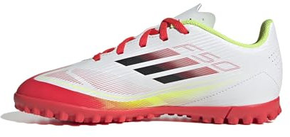 adidas Unisex Kinder F50 Club Football Boots Turf Kids, Cloud White/Core Black/Solar Yellow, 31 EU