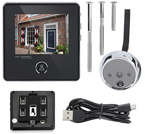 Caméra Judas de Porte, Caméra de Sonnette de sécurité 0,3 MP, Nocturne, Prise de Photo, Visionneuse de Porte Grand Angle 90 °, Moniteur LCD pour Maison et Appartement