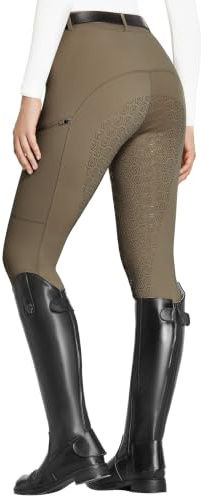 FitsT4 Sports Leggings d'équitation pour Femmes Pantalon d'équitation pour Filles Entièrement recouvert de Silicone avec Poche pour téléphone Portable et Passants de Ceinture