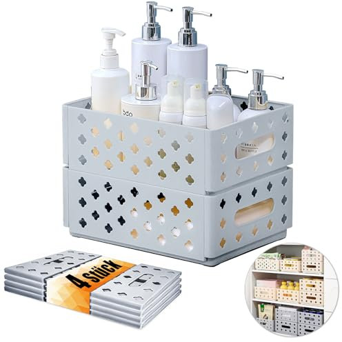 KAOTPO 4 Stück Klappbox Klein(30.5x23.5x11.5cm), Aufbewahrungsbox Klein Klappkiste für Aufbewahrung und Klassifizierung, Kleiner Korb für Küche und Schrank, Klappboxen Faltbar Stabil (Anthrazitgrau)