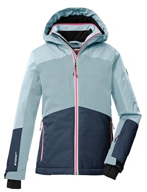 killtec Mädchen Skijacke/Funktionsjacke mit Kapuze und Schneefang KSW 196 GRLS SKI JCKT, hell rauchblau/nachtblau/hellblau, 176, 43486-000