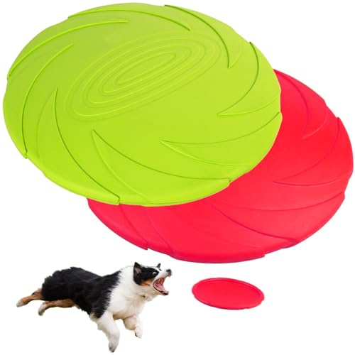 pclapora 2 Piezas Frisbee Perro, 18cm Perros Interactivos Frisbee, Juguete de Disco Volador para Perro, Suave y Duradero Discos para Perros para Lanzar, Entrenar, Jugar, Atrapar