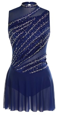 Miutii konståkningsklänning för kvinnor, rullskoklänning, skridskoklänning, glitter, balettklänning med strass, lyrisk, dansklänning, konkurrens, danskostym