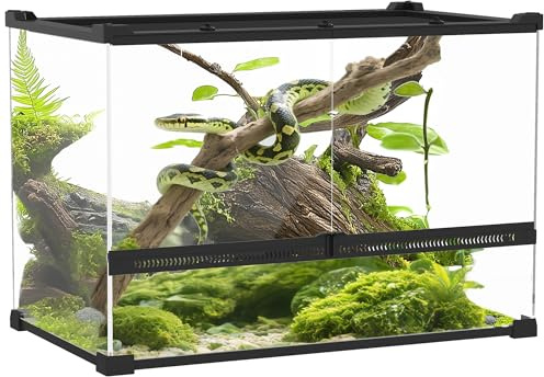 PawHut Boîte à Reptiles, boîte d'élevage de Reptiles, Habitat de Terrarium avec Fermeture sécurisée par Rotation, Ventilation Frontale, Aucun Assemblage requis, 50 x 30 x 35 cm, Noir