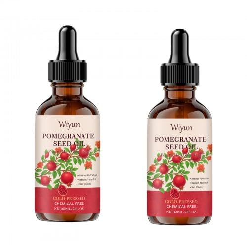 2 stycken granatäpplefröolja 60 ml, 100 % kallpressad granatfröolja, kroppsolja och hårolja med granatäppleextrakt, biologisk fuktgivande essens, kroppsmassage olja för kropp, hår, ansikte
