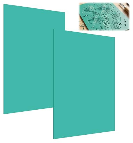 Silkmin 2 Pezzi Linoleum per Incisione A4, Spessore 2 mm, Verde, Morbid Lastre per Stampa Linoleum in PVC, per Incisioni, Timbri Fai da Te, Artigianato, Progetti di Stampa, la Realizzazione di Stampe
