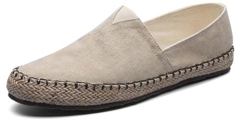 Generisch Chaussures d'été en Lin tressé pour Hommes, Chaussures de pêcheur légères et Respirantes Old North, Chaussures décontractées en Toile pour Hommes (Khaki, 42)