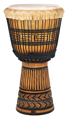 Djembe Master – Mahogany Wood Drum with Natural Goat Skin Head, 26 Tall, 12–13 Diameter