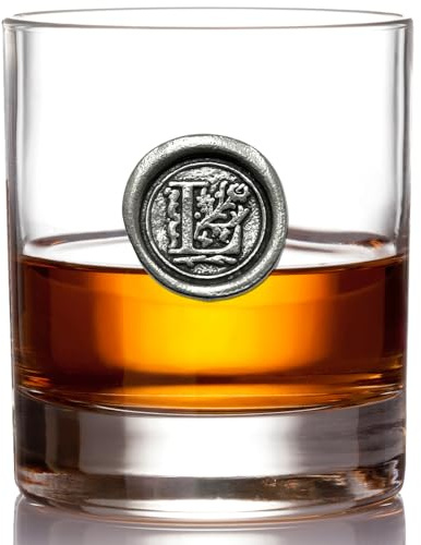 English Pewter Company Bicchiere da whisky da 11 once con monogramma iniziale - Regalo personalizzato con la scelta iniziale (L) [MON112]