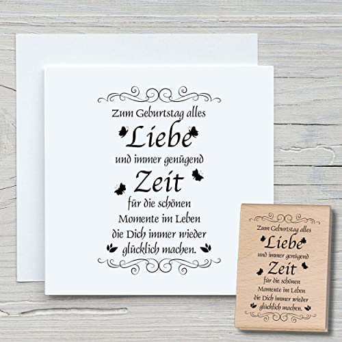 NEWSTAMPS Stempel Zum Geburtstag alles Liebe Motivstempel groß aus Holz & Gummi zum Karten basteln, Holzstempel, Sprüche, Spruchstempel, Textstempel, Schrift, Scrapbook, Textilstempel, Deko