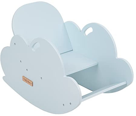 KiddyMoon Wooden Rocker Arch For Kids Rocking Chair Animal Montessori Seesaw For Children Activity Toy For Babies Climbing Play Arch, Cloud Model AR-002, Blue