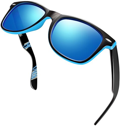 Joopin Lunettes de Soleil Polarisées Rétro Classique Protection UV400 | Anti-Reflets, Monture Carrée Ultra-Légère et Durable, Style Tendance Vintage Homme Femme pour Conduite Voyage Courir