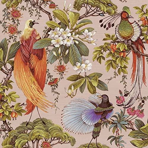 Holden Decor Outside in Songbird Pink Wallpaper 13152 - Oriental Bird Tree Leaf