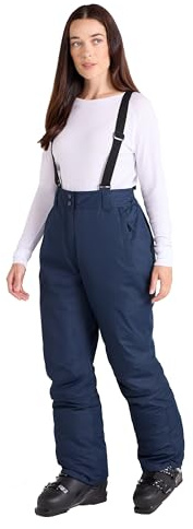 Mountain Warehouse Moon Womens Ski Pants - Isotherm, Microfibre Insulated & Snowproof Trousers, Adjustable Waist & Detachable Braces - for Skiing, Snowboarding Navy Women's Size 10