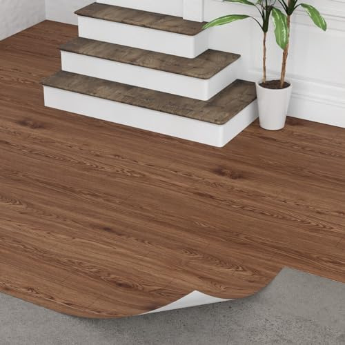 Oxdigi Piastrelle in PVC vinilico per pavimenti in aspetto legno, 6 m², autoadesive, facile installazione fai-da-te