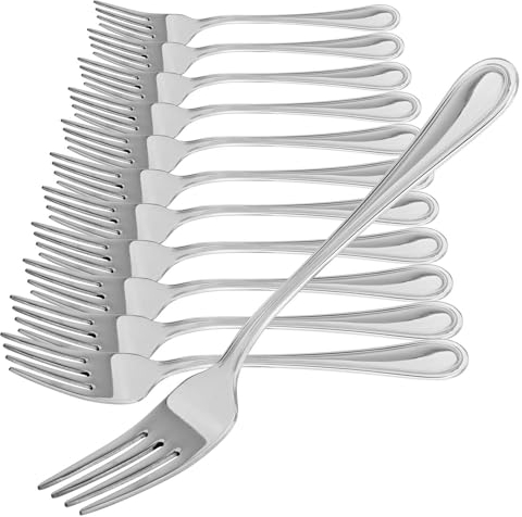 COM-FOUR® 12 Forchette da Torta in Acciaio Inossidabile 430 - Posate Eleganti dal Design Semplice - Forchette da Dessert Piccole - Forchette da Antipasto - 15 cm (15 cm - 12 pezzi)