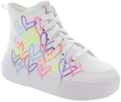 Skechers Hyperlift Mode-Stiefel, White Synthetic/Multi Trim, 32 EU