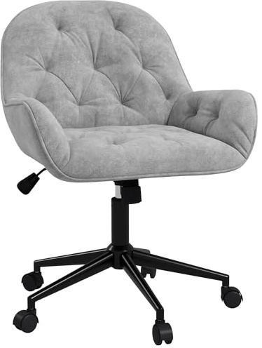 Vinsetto Chaise de Bureau Chaise pivotante Fauteuil de Bureau réglable en Hauteur Fauteuil de Direction Chaise de Bureau Fauteuil de Bureau Velours Polyester Gris Clair 60 x 61 x 81-91 cm