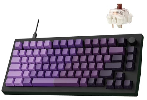 LEMOKEY X4 QMK Wired Mechanical Keyboard, 75% Layout South-Facing Red Backlit, Side-Printed Double-Shot PBT Keycaps with Tactile Brown Mechanical Switch for Windows
