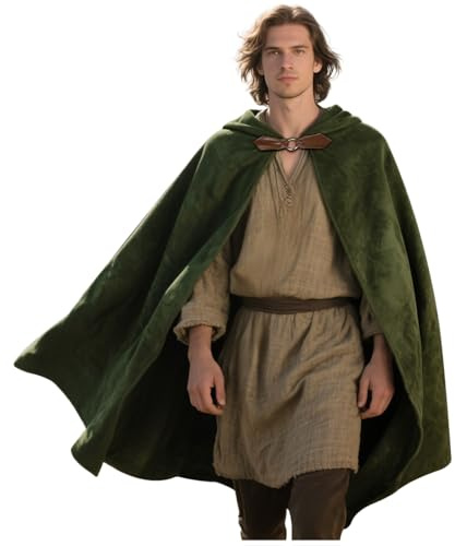 keland Renaissance cape med huva sammet huvkappa halloween medeltida hobbit kappa med huva