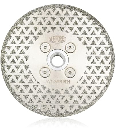 QUEFORET Disco Diamantato per Piastrelle 125mm - Disco per Taglio e Smerigliatura di Granito Marmo Ceramica Gres Porcellanato Quarzo, Flangia M14