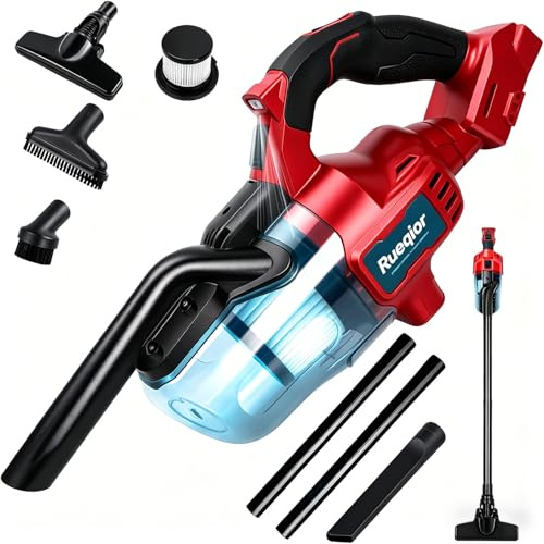 Rueqior Cordless Vacuum Compatible with Milwaukee 18V Battery, 5 in 1 Handheld Electric Vacuum with 400W Powerful Motor, 46 CFM Portable Hand Vacuum for Home Pet Hair, Car (NO Battery)