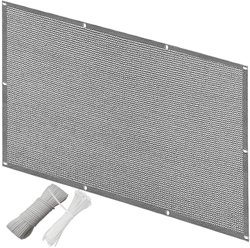QINLIQIN Balcony Privacy Screen Fence Cover 1.2 x 2.3 m Garden Screening Balcony Cladding Windproof Anti-Peeping with Eyelets, Nylon Cable Ties and Cord for Apartments Patio, Light Grey