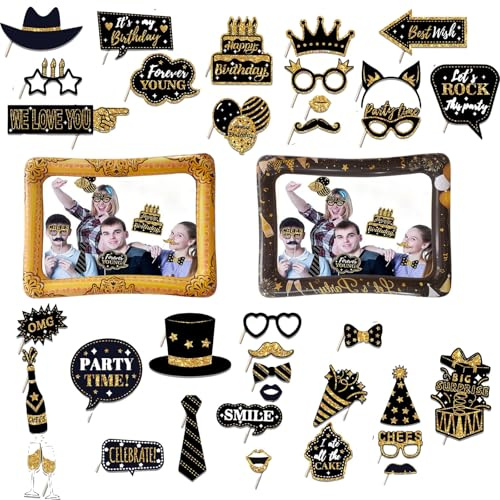 Photo Booth Props, Party Props, Photo Props, Inflatable Frame With 36 Fun Accessories, Perfect For Family Gatherings, Birthday Parties, Weddings, And Commercial Events, Easy To Set Up And Reusable