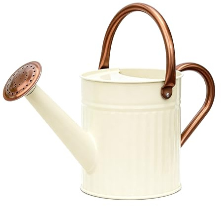Bamworld Annaffiatoio da 2,4 Litri e in Acciaio Zincato per Piante da Interno con Beccuccio Lungo - Ideale per Piante Domestiche e Fiori da Giardino (Bianco Creme)