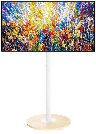 unho TV Standfuss Höhenverstellbar, TV Ständer Rollbar, TV Bodenständer für 40-75 Zoll Fernsehstand, VESA 600x400mm, bis Max 50kg, weiß