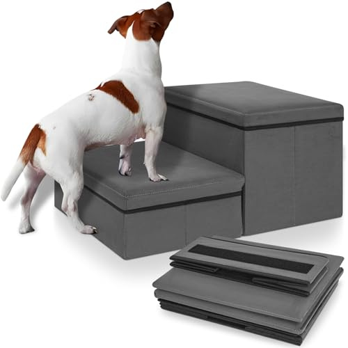OUUTMEE Escalier pour Chien et Chat, 2 Marches, Gris